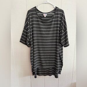 LuLaRoe Gray and White Striped Long Sleeve Top